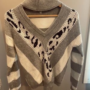 Striped & Cheetah Print Sweater